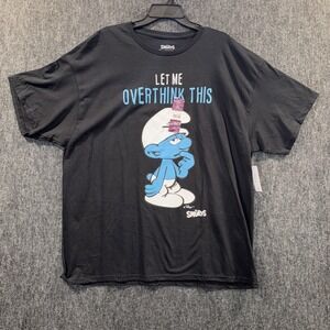 The Smurfs Men's Graphic T-Shirt Let Me Overthink This Black 2XL Short‎ Sleeve